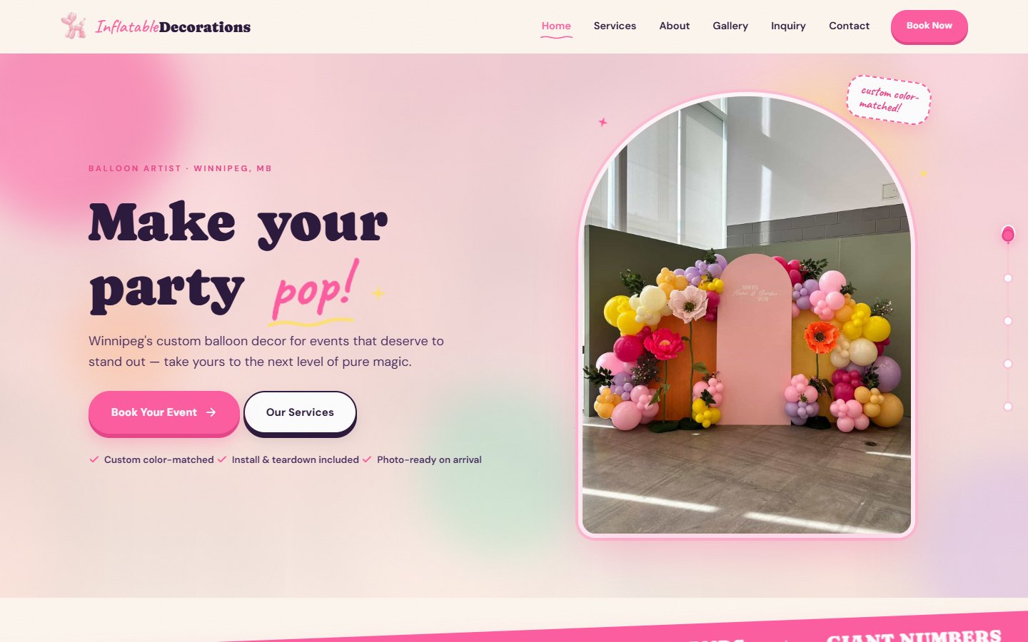Inflatable Decorations — custom website built by FJMedia